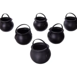 6 Mini Calderos Negros de 5x7x7 cm