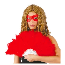 Abanico rojo de plumas 21 palas