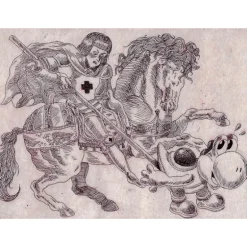 Aguafuerte San Jorge y el dragón x Daniel Tudelilla FANART