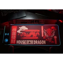 Alfombrilla de Ratón Casa del Dragón con Cargador Móvil LED