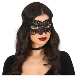 Antifaz Bordado Negro Floreado