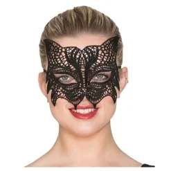 Antifaz de Encaje Negro de Gato