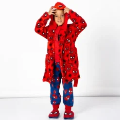 Batín Coral Fleece de Spiderman para Niños 3-8 Años