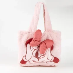 Bolsa Shopping Peluche Minnie Rosa 100% Poliéster