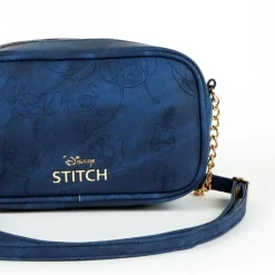 Bolso de Polipiel Stitch Azul con Detalles Dorados
