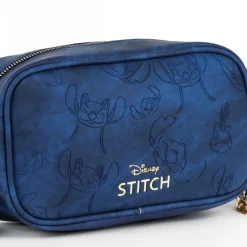Bolso de Polipiel Stitch Azul con Detalles Dorados