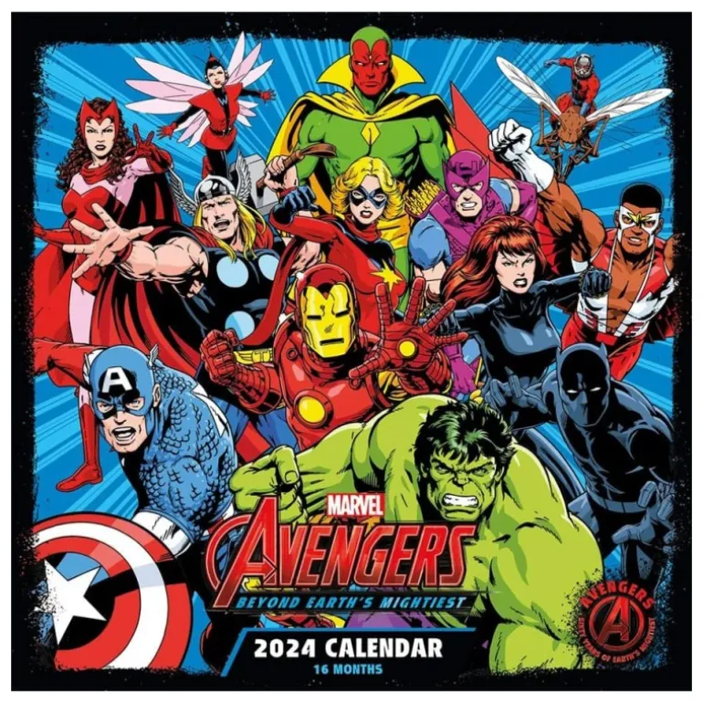 Calendario Marvel 2024 Avengers, 30 x 30 cm, 12 meses