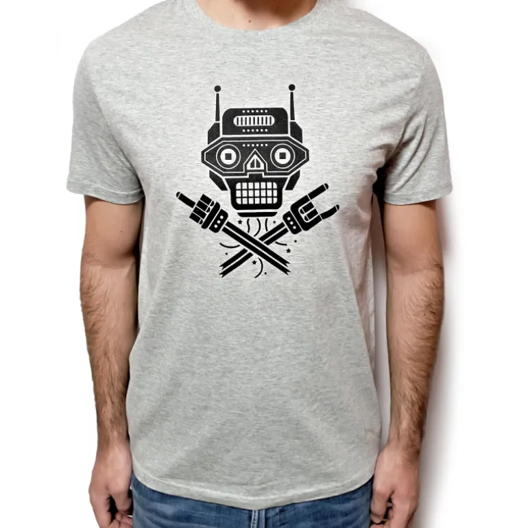 Camiseta Robot rock gris