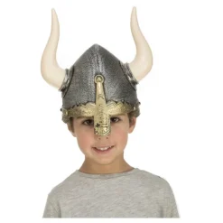 Casco de Vikingo con cuernos y cubre nariz Infantil