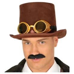 Chistera Steampunk Marrón con Gafas