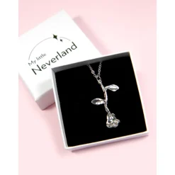 Colgante La Bella y la Bestia Rosa Encantada Plateada