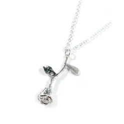 Colgante La Bella y la Bestia Rosa Encantada Plateada