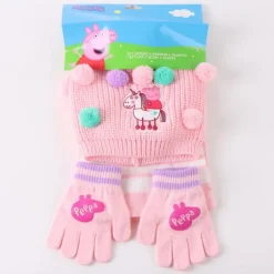 Conjunto 3 Piezas Bufanda Peppa Pig 100% Acrílico Rosa