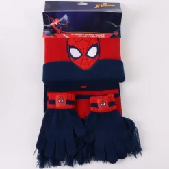 Conjunto 3 Piezas Bufanda Spiderman Complementos, 100% Acrílico, Azul