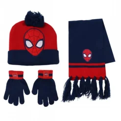 Conjunto 3 Piezas Bufanda Spiderman Complementos, 100% Acrílico, Azul