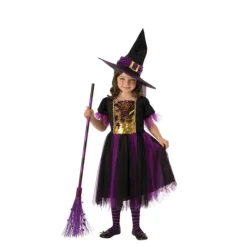 Disfraz de Bruja Morada y Negra para niña
