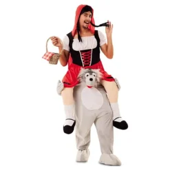 Disfraz de Caperucita Roja a hombros de Lobo para adultos