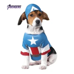 Disfraz de Capitán América con gorro para perro