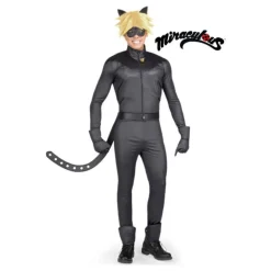 Disfraz de Cat Noir de Miraculous Ladybug con peluca para hombre