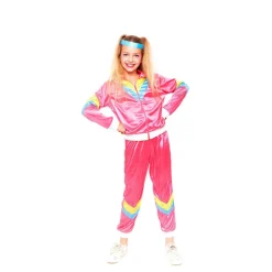 Disfraz de Chándal Rosa Años 80 para niña