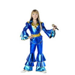 Disfraz de Disco Azul Años 70 para Niña