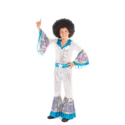 Disfraz de Disco Boy Plateado y Azul para niño