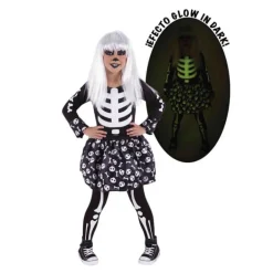 Disfraz de Esqueleto con Brillo en la Oscuridad para niña