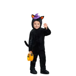 Disfraz de Gatito Negro con Calabaza para bebé y niños