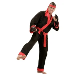 Disfraz de Luchador marcial negro y rojo para hombre