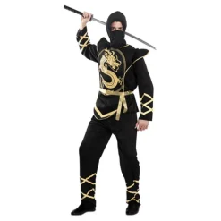 Disfraz de Ninja Negro y Dorado para hombre