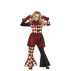 Disfraz de Payasa Tenebrosa a cuadros para niña