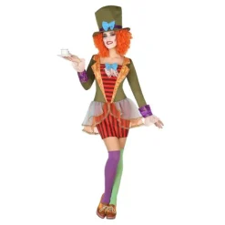 Disfraz de Sombrerera Loca a Rayas para mujer