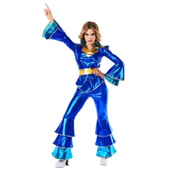 Disfraz Disco Azul Años 70 para Mujer