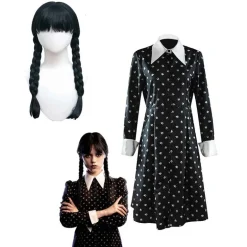 Disfraz Vestido Miércoles con peluca Wednesday