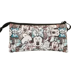 Estuche Portatodo Triple Gris Disney Minnie Mouse Drawing