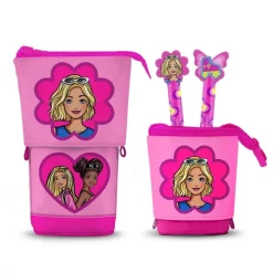 Estuche Vertical Barbie Flower + 2 Bolígrafos Borrables