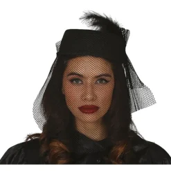 Gorro y Velo de Viuda Negro