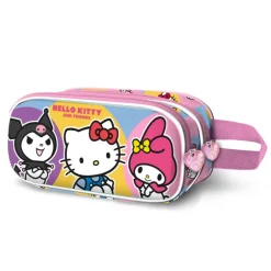 Hello Kitty Happy Estuche Portatodo 3D Doble, Rosa