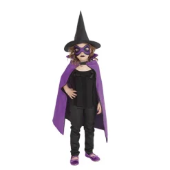 Kit Superheroína Bruja Infantil: Capa, Antifaz y Sombrero