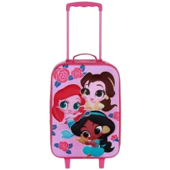 Maleta Trolley Soft 3D Disney Princesas Flowers, Rosa