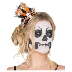 Mini Sombrero con Calavera negro y naranja