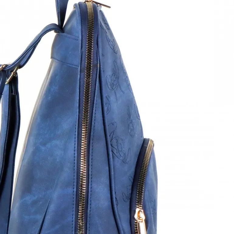 Mochila Casual de Polipiel Azul con Diseño de Stitch