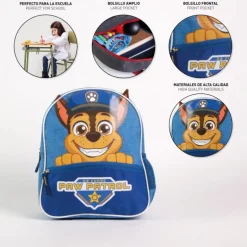 Mochila Infantil Escolar Paw Patrol, 100% Poliéster, Azul
