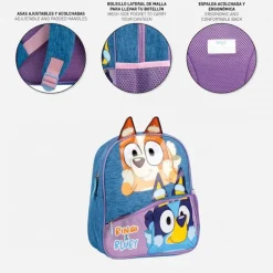 Mochila Infantil Escolar Bluey 100% Poliéster