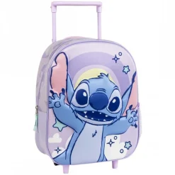 Mochila Infantil Trolley 3D de Stitch en Lila