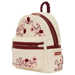 Mochila Loungefly Midi Cream & Red Floral con Licencia Oficial