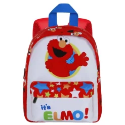 Mochila Preescolar Elmo Barrio Sésamo, Blanca y Roja
