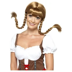 Peluca Castaña con coletas de Bávara