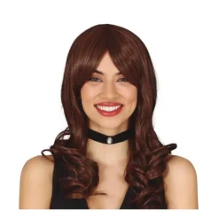 Peluca Castaña Larga ondulada