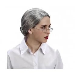 Peluca de Anciana con Moño canosa